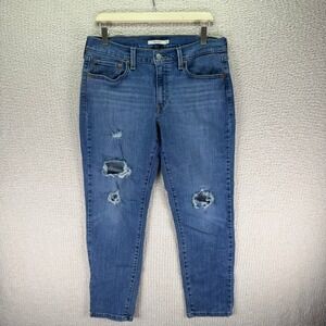 Levi's Boyfriend Jeans Distressed Denim Relaxed Fit Blue Jeans Size‎ 30